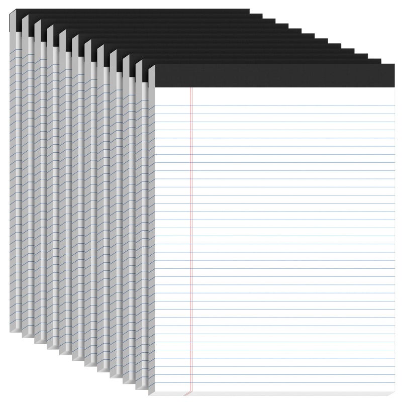 Aidunmis 12 Pack White Legal Pads 8.5 x 11 College Ruled, 30 Sheets Per Note Pads 8.5 x 11, Perforated Lined Paper Pads 8.5 x 11.75, Writing Pads with Sturdy Backing, Legal Notepads for School, Office, Home - Image 1